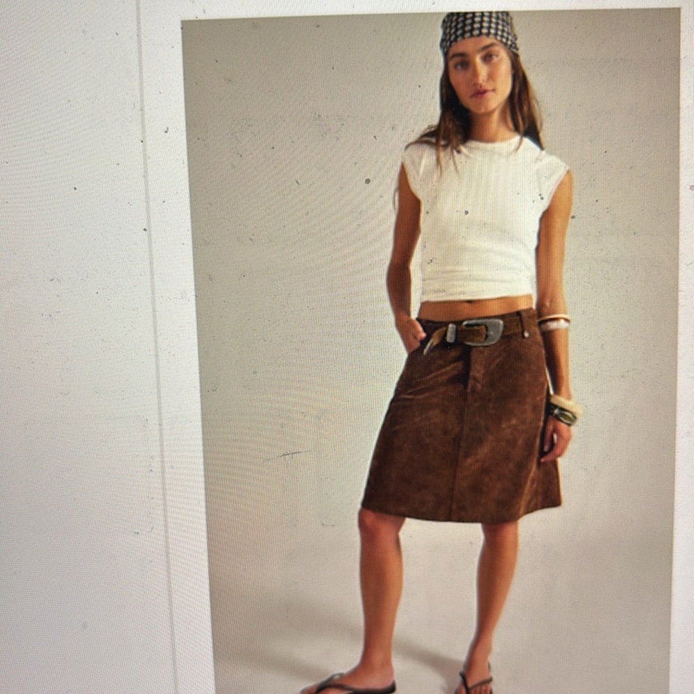 We The Free Suzy Suede Midi Skirt Shaved Chocolate